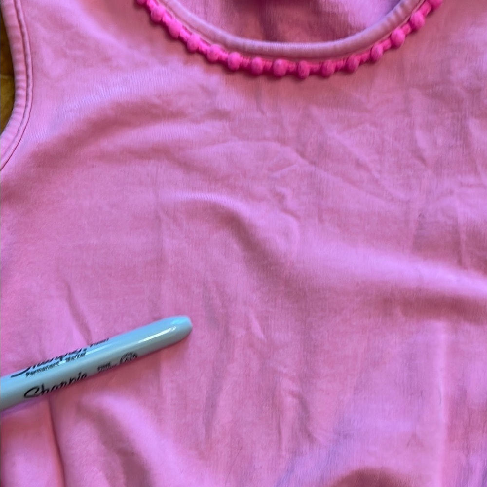 Mini Boden - Girl’s Pink Romper with PomPom Trim - Picture 8 of 11